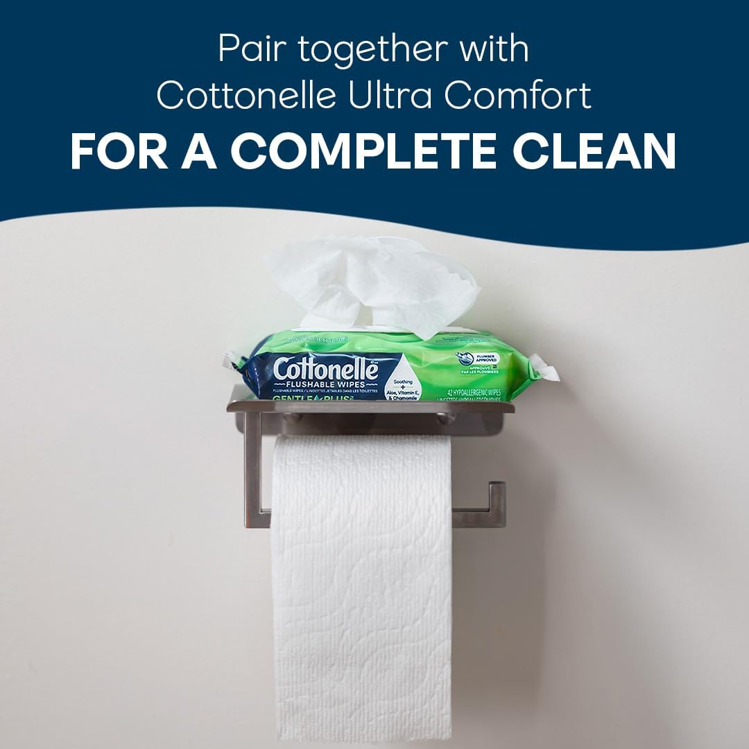Cottonelle GentlePlus Flushable Wet Wipes with Aloe & Vitamin E, 1 Refill Pack, 168 Wipes Per Pack