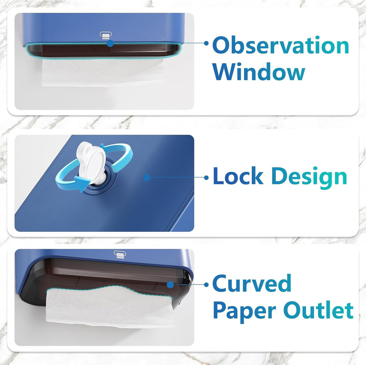 Paper Towel Dispenser Wall Mount - Adhesive Paper Wowel Holder for Bathroom Compact, Touchless Hand