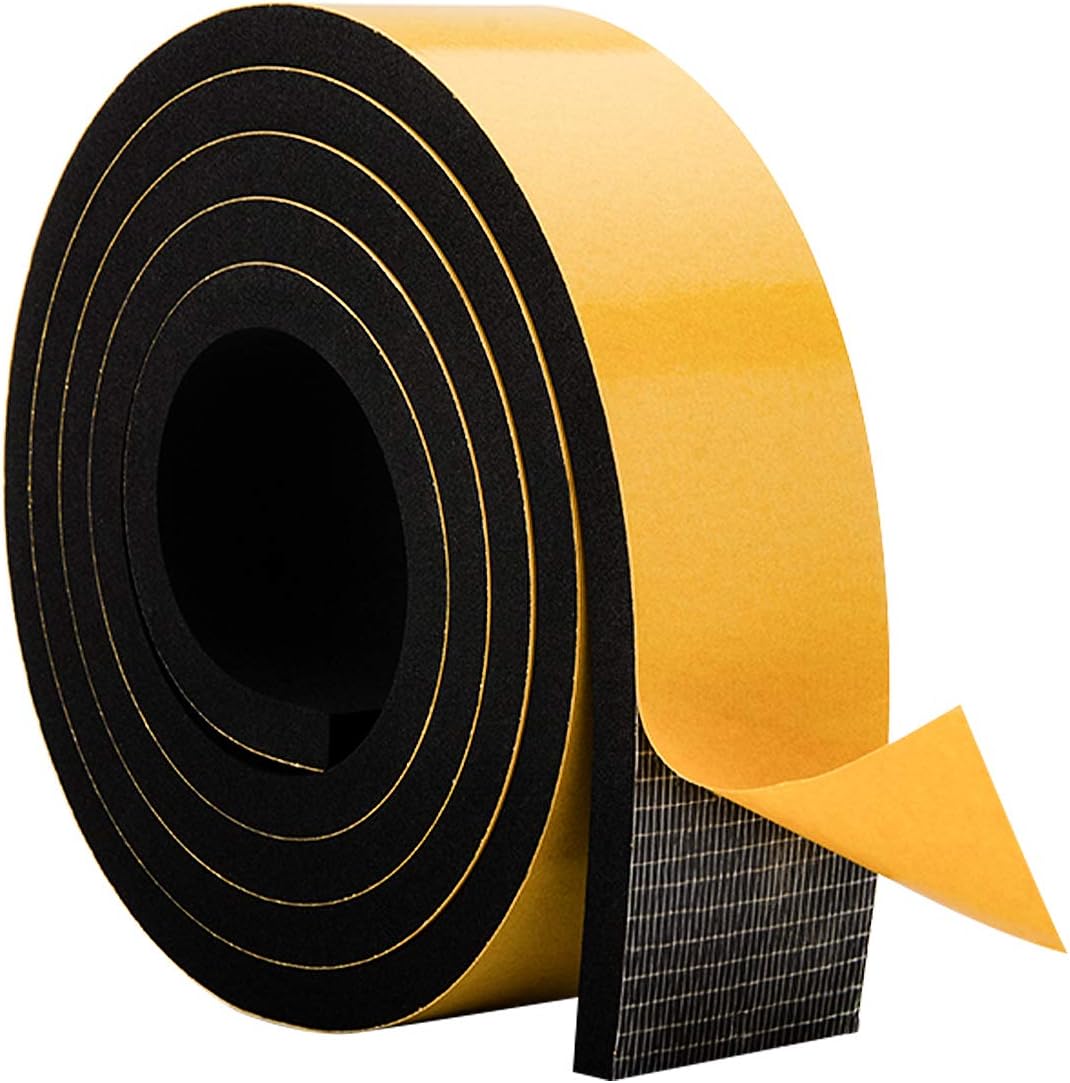 Neoprene Foam Weather Stripping, 2 Inch Wide X 3/8 Inch Thick, Door Jamb Seal Strip with Adhesive