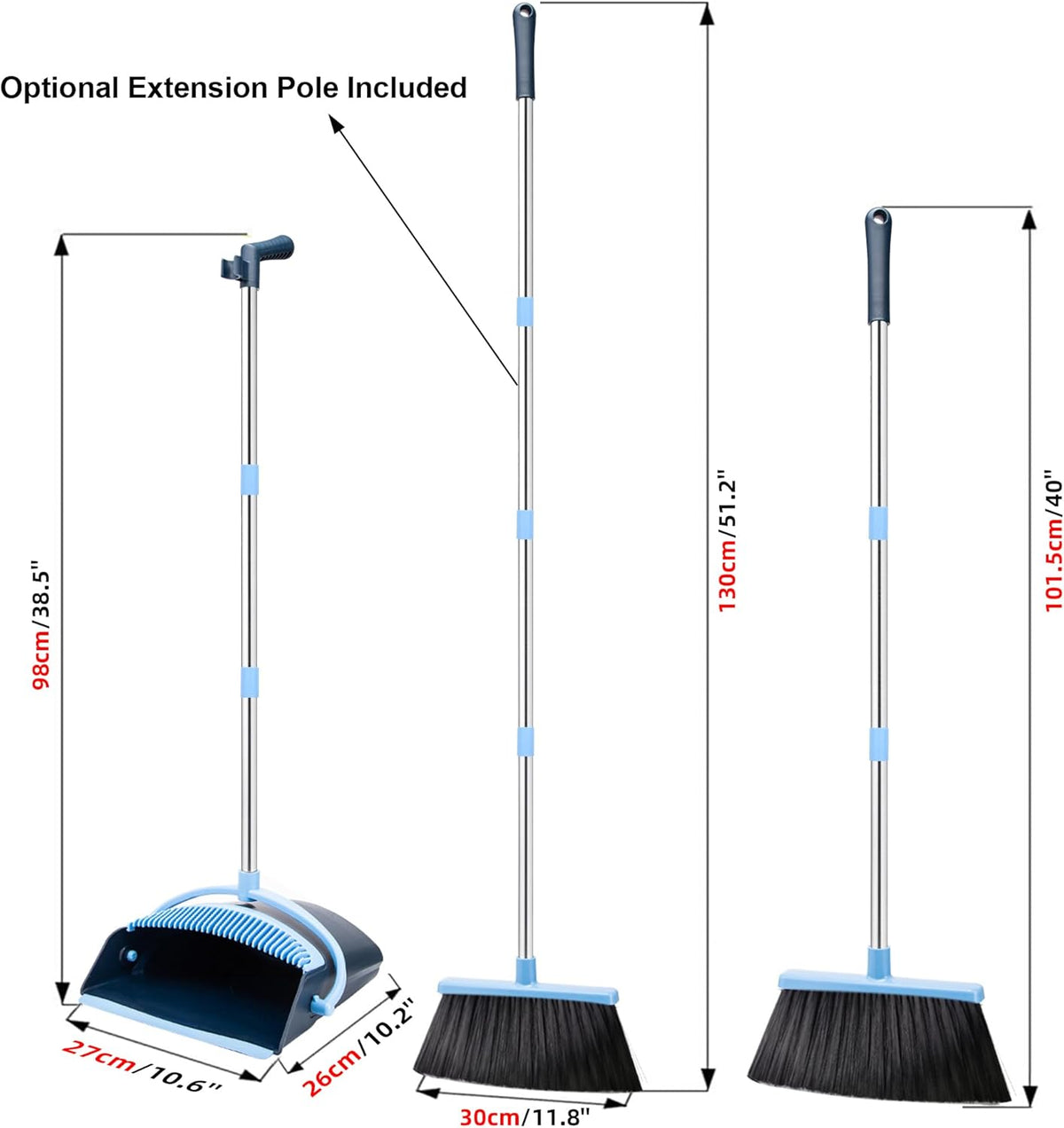 Broom and Dustpan Set for Home 2025 Indoor Outdoor Broom with Dustpan Combo Set Upright Dust Pans