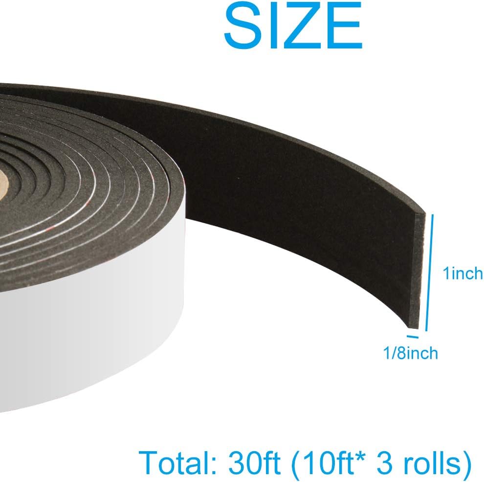 Foam Tape Weather Stripping Window Seal,1"Wx1/8"T High Density Seal Strip,Adhesive Closed Cell