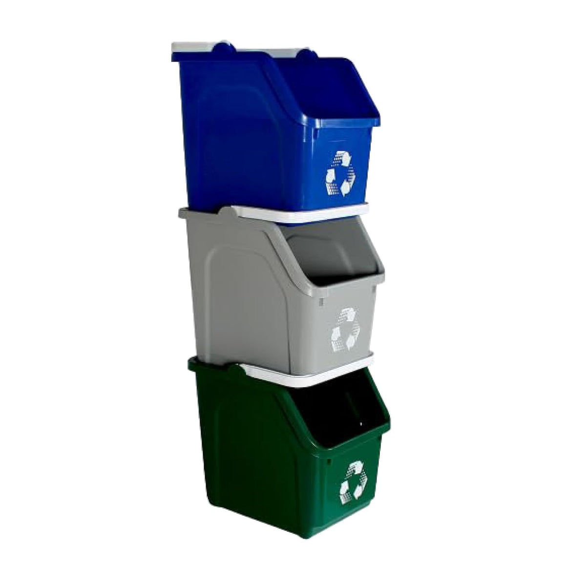 Multi Bin Recycling System with Three Stackable 6 Gallon Recycle Bins to Build Your Recycling