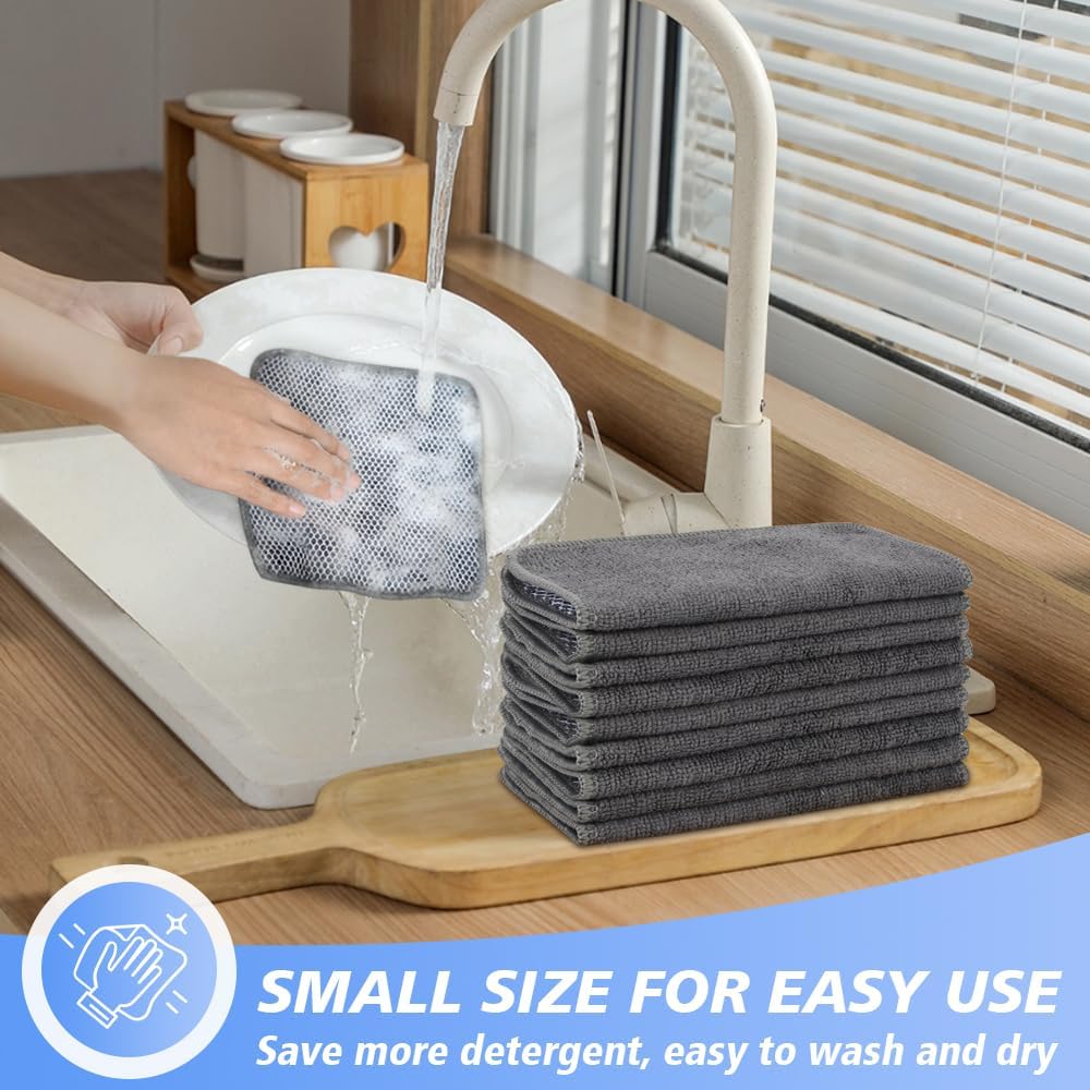 KinHwa Kitchen Washcloths for Dishes Absorbent Microfiber Dish Cloths Quick Dry Dish Rags with Poly