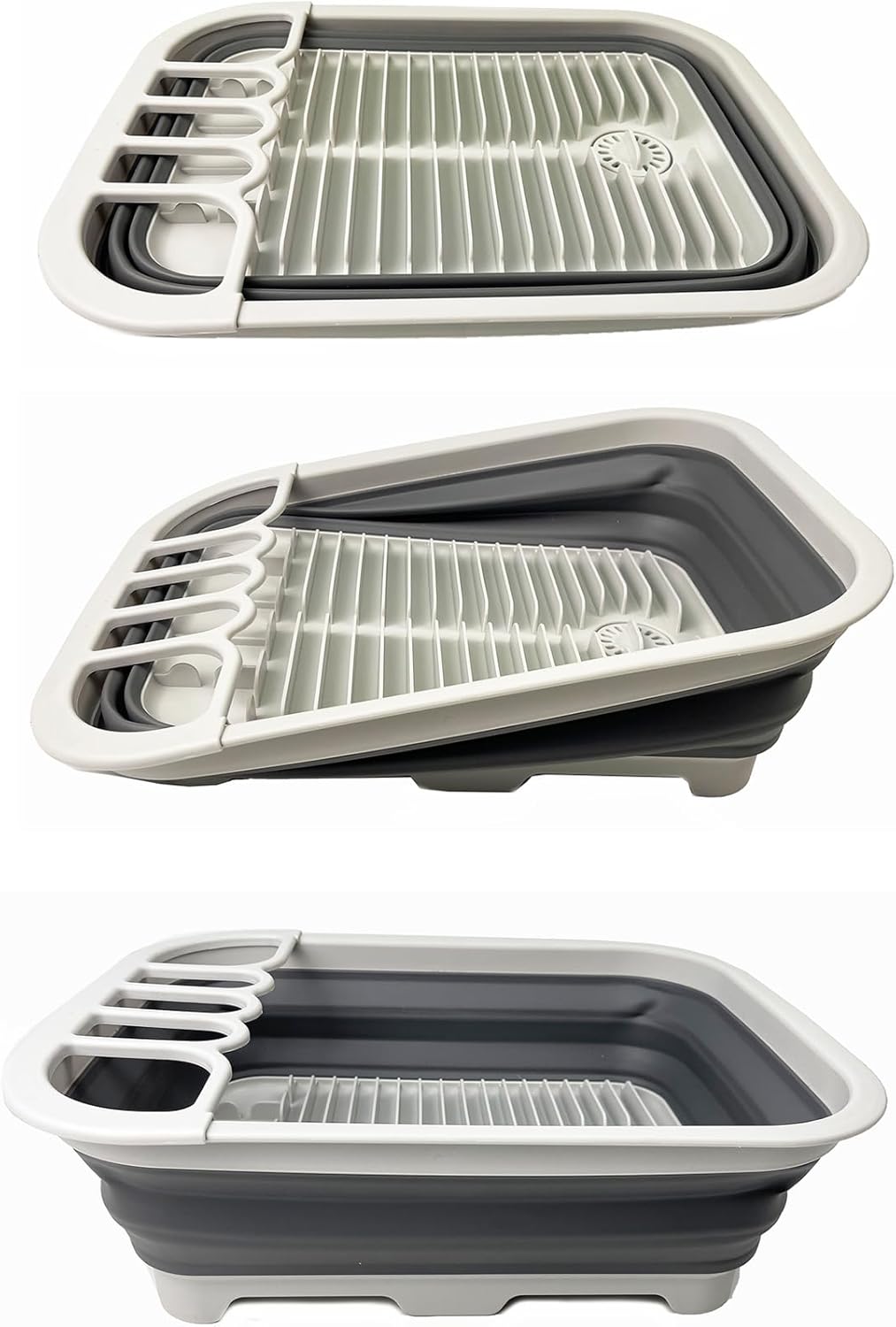 SAMMART 12L (3.17 Gallon) Collapsible Dish Drainer with Swivel spout - Foldable Drying Rack Set