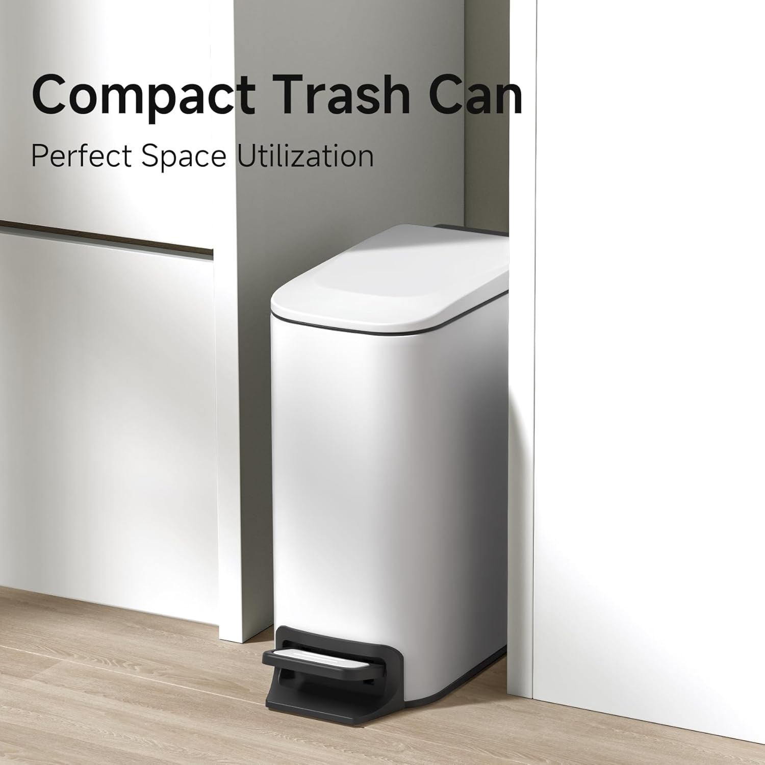 TIPGO Slim Bathroom Trash Can with Lid Soft Close, Step Pedal, 6 Liter / 1.6 Gallon Stainless Steel