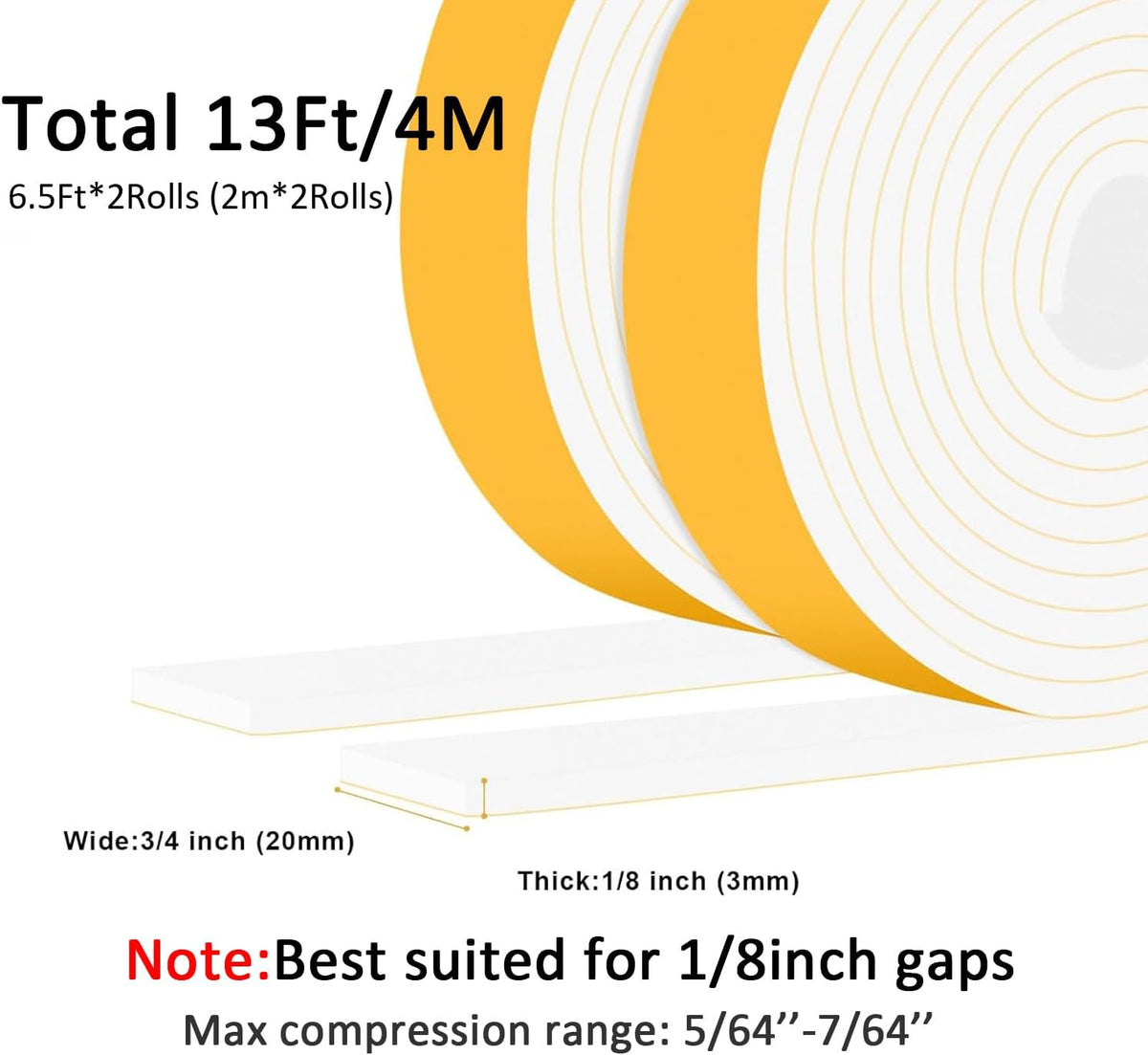 Closed Cell Weather Stripping for Various Door Seal and Window Insulation, Foam Strips Self