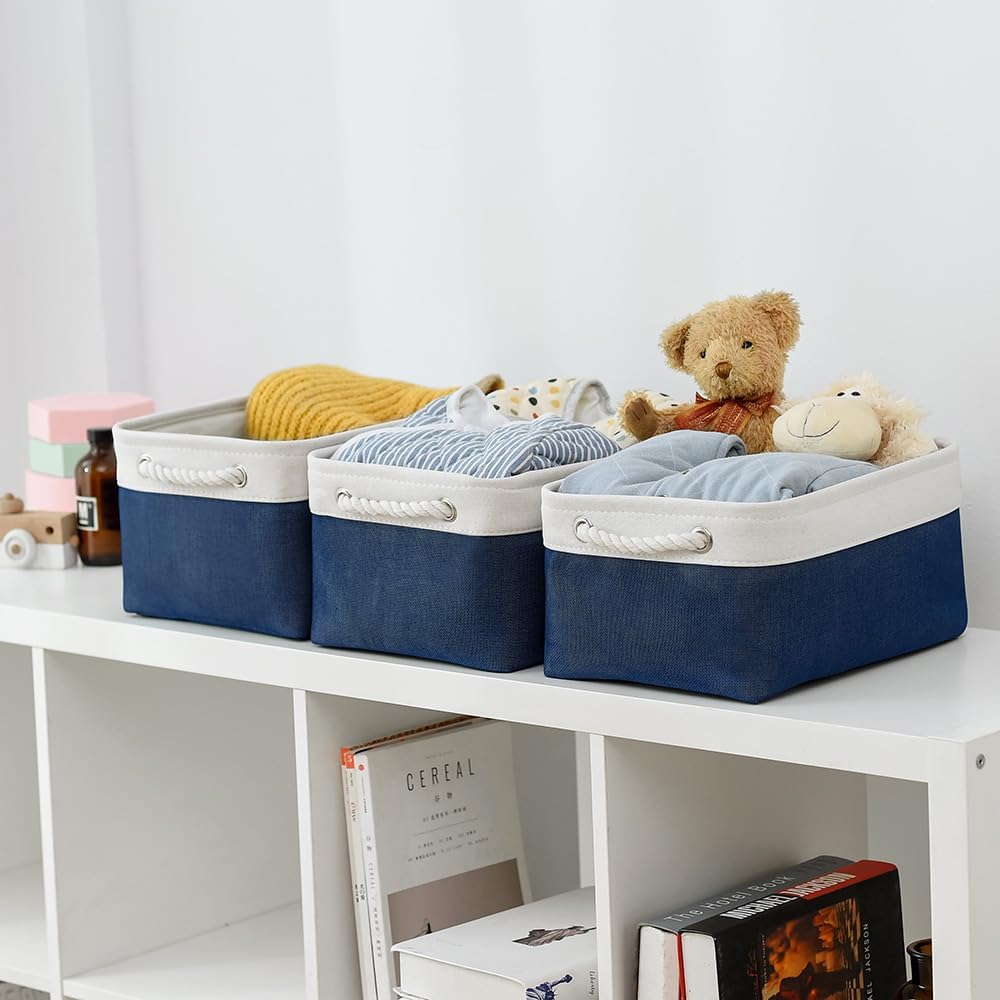 TheWarmHome Storage Basket for Organizing - Medium 3 Pack 14x10x7 inch Fabric Storage Cubes for
