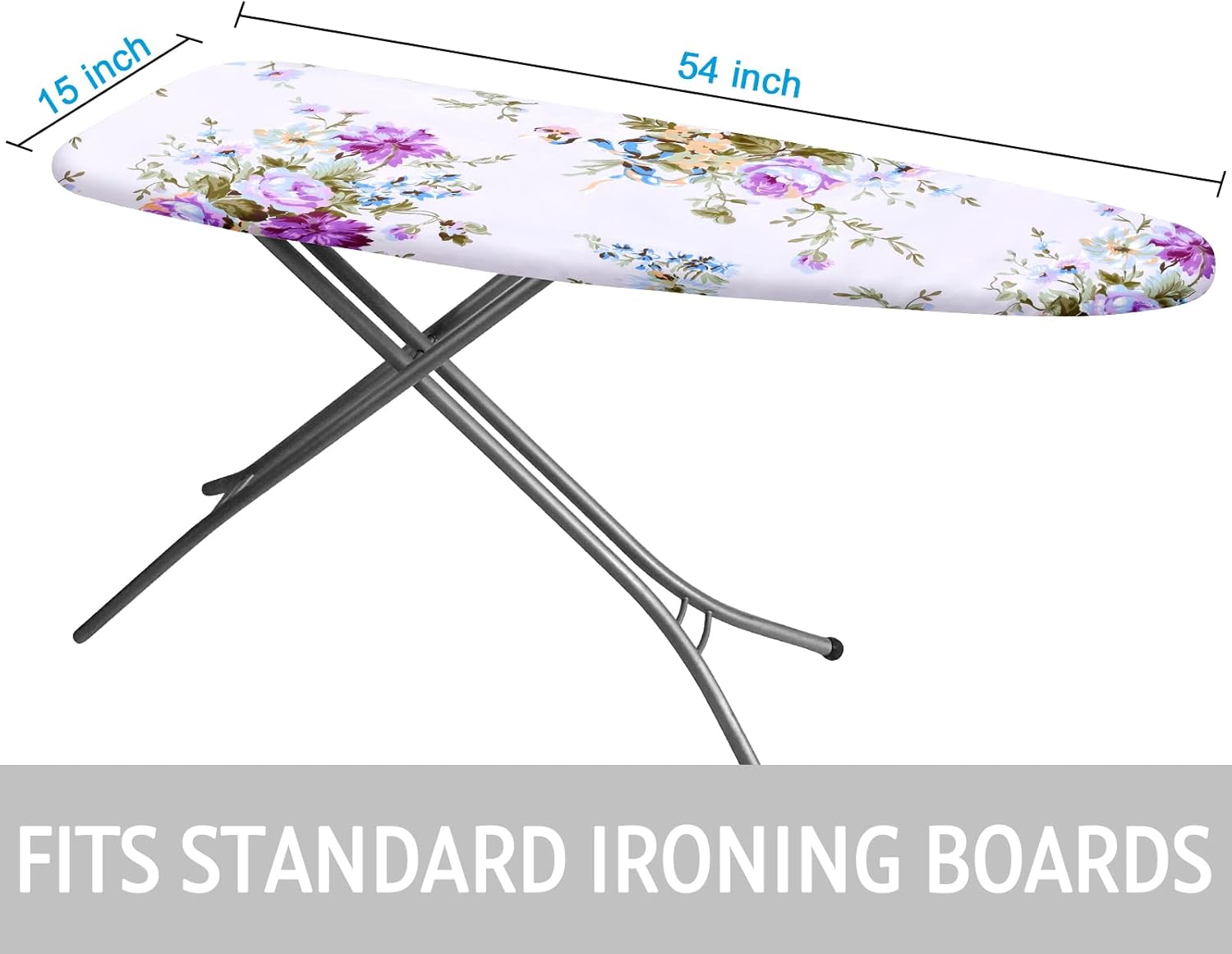 Ironing Board Cover and Pad 15x54 Inch Standard Ironing Board Cover with Elastic Edge and Hook and