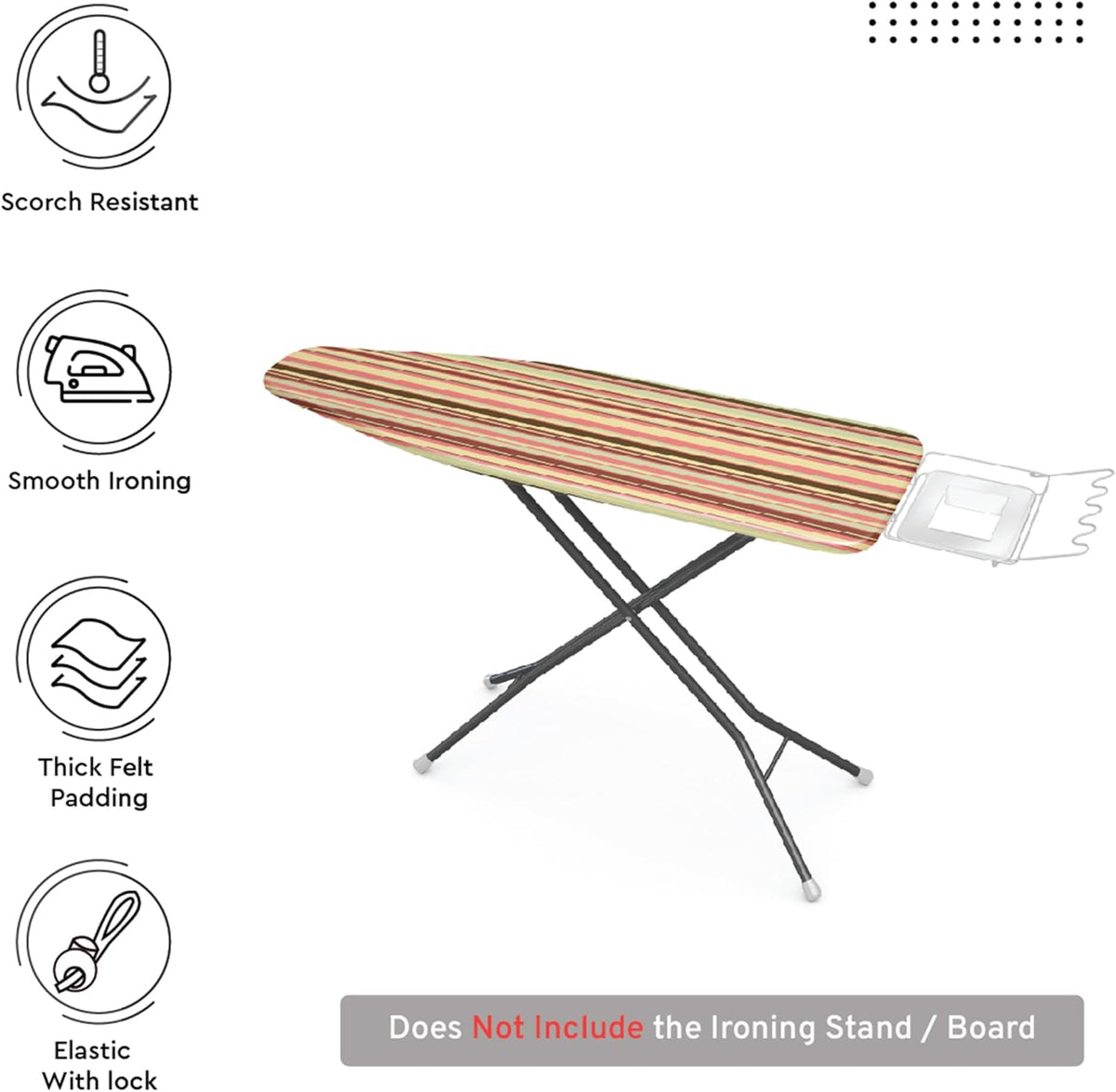 Encasa XO Ironing Board Cover and Pad - Thick 4mm Felt, Heat & Scorch-Resistant, Fits Wide Boards