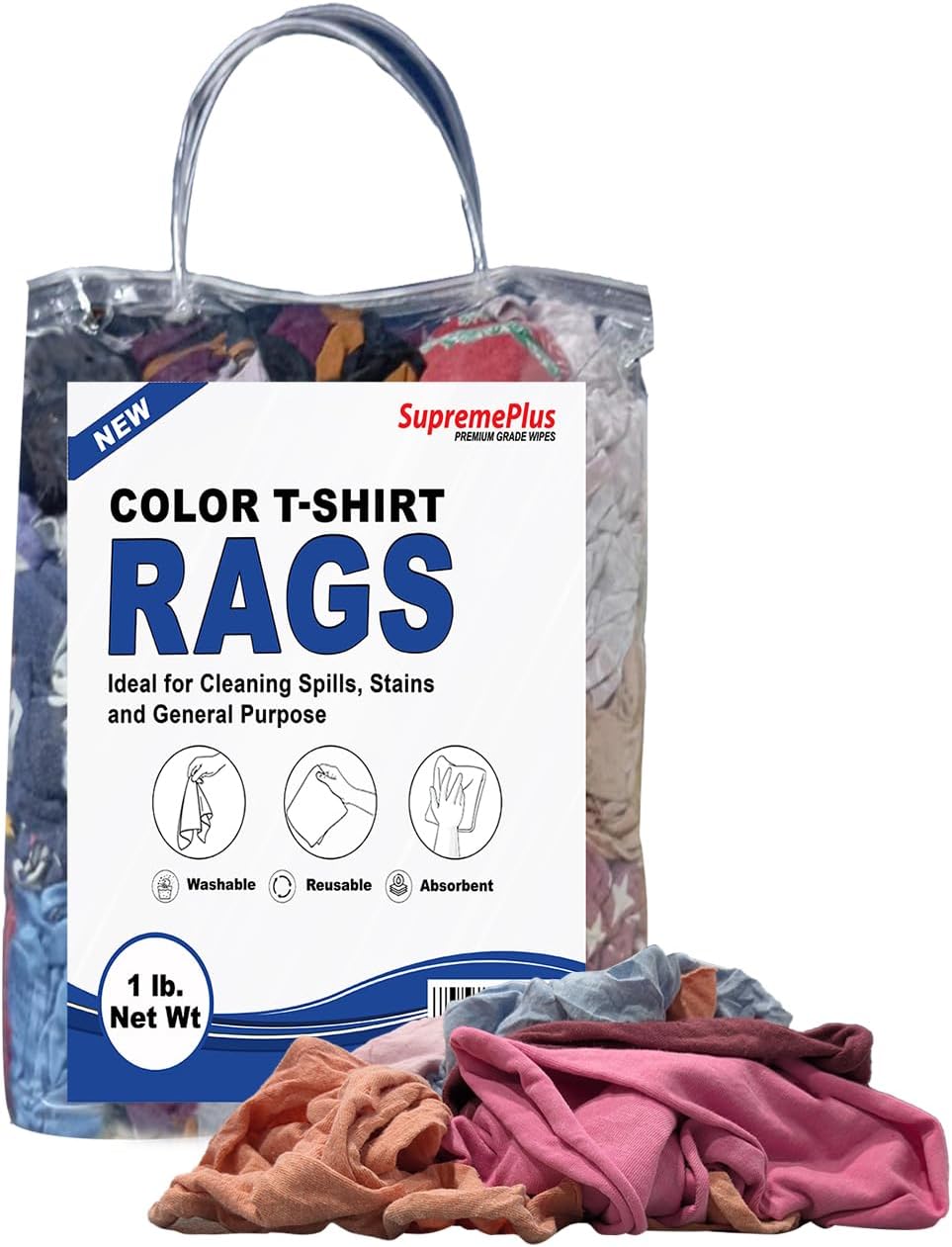 Premium Color Knit Cleaning Rags (1 lb. Bag) – Shop Rags Bulk for Workshops, Mechanics, Painters