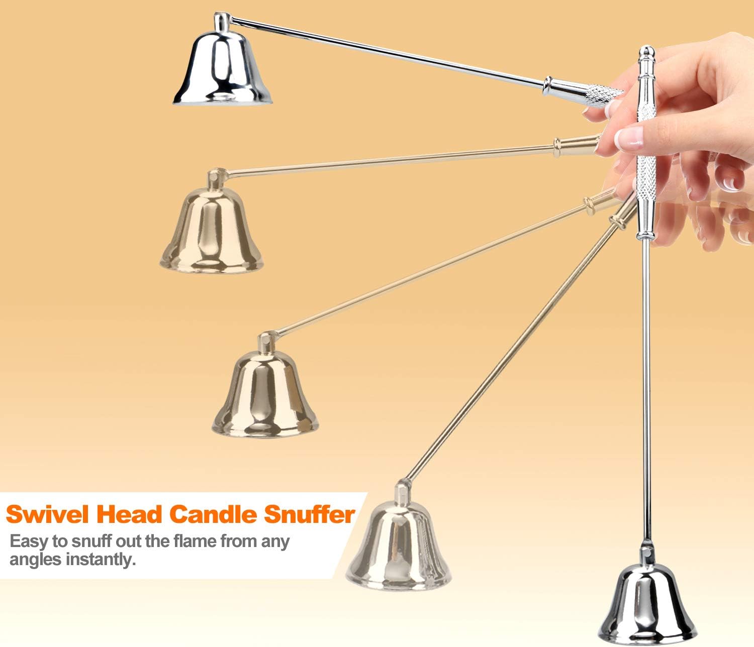 GOSGOONE Candle Snuffer, Elegant Candle Extinguisher with Long Handle, Hinged Candlesnuffers Wick