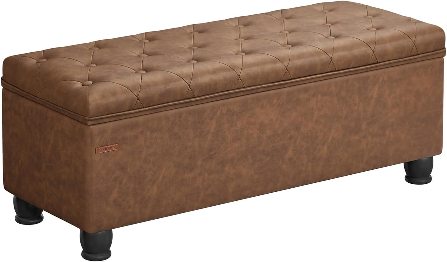 SONGMICS Storage Ottoman, Storage Bench, Tufted Entryway Bedroom Bench, 17.7 x 46.5 x 17.7 Inches