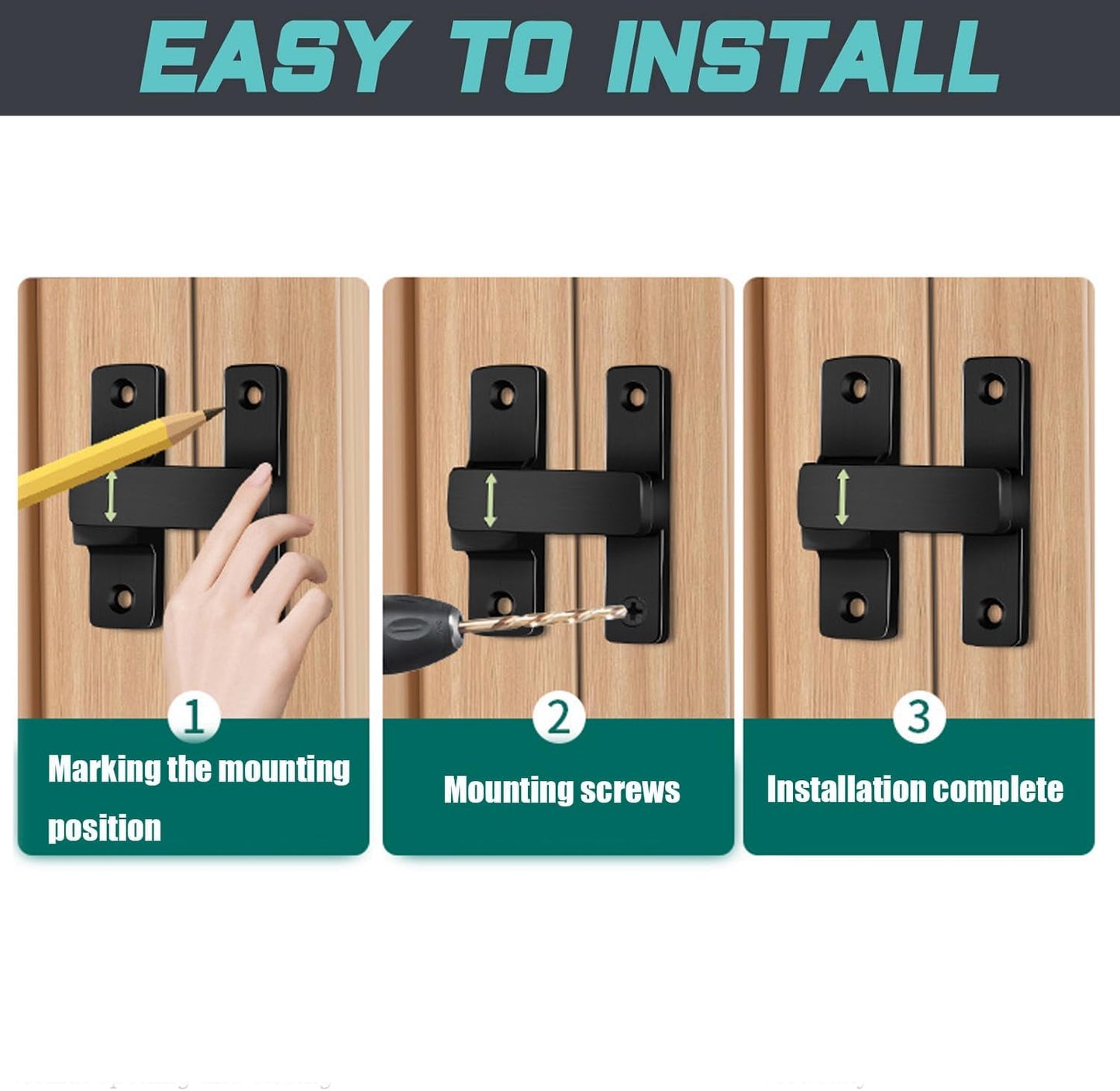 90/180 Degree Barn Door Lock, Small Flip Gate Latches Protect Privacy Sliding Door Latch Lock for