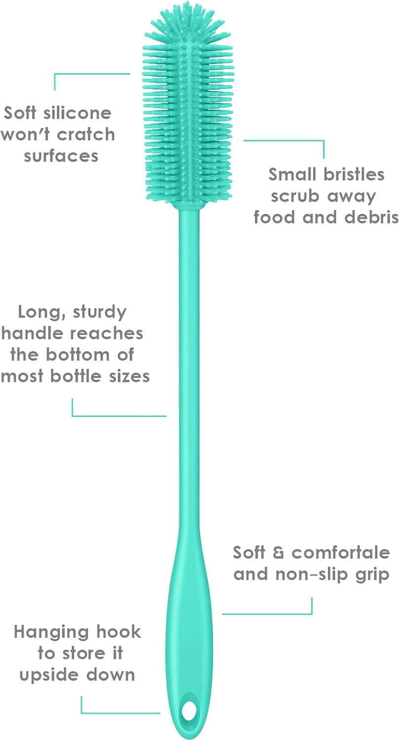 Silicone Bottle Brush, Water Bottle Cleaner Brush with Long Handle, Perfect for Cleaning Narrow