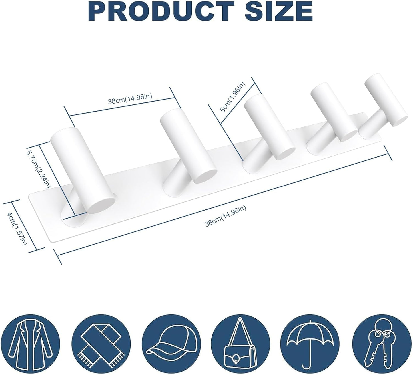 VAEHOLD Hat and Coat Wall Mount Rack - Hooks for Robes, Bags, Keys, and Towels - Bathroom Towel
