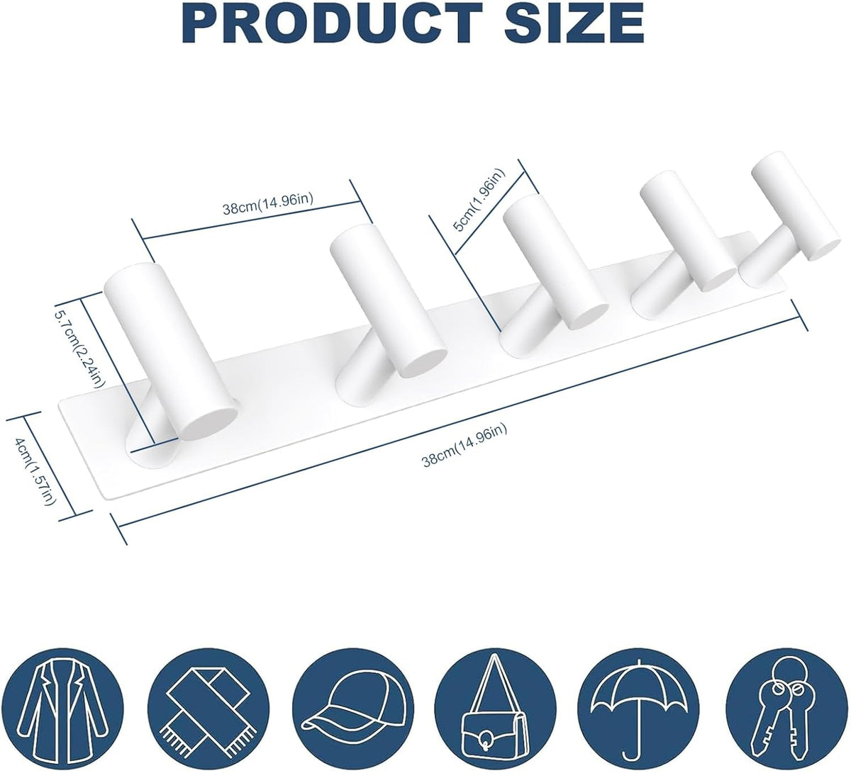 VAEHOLD Hat and Coat Wall Mount Rack - Hooks for Robes, Bags, Keys, and Towels - Bathroom Towel