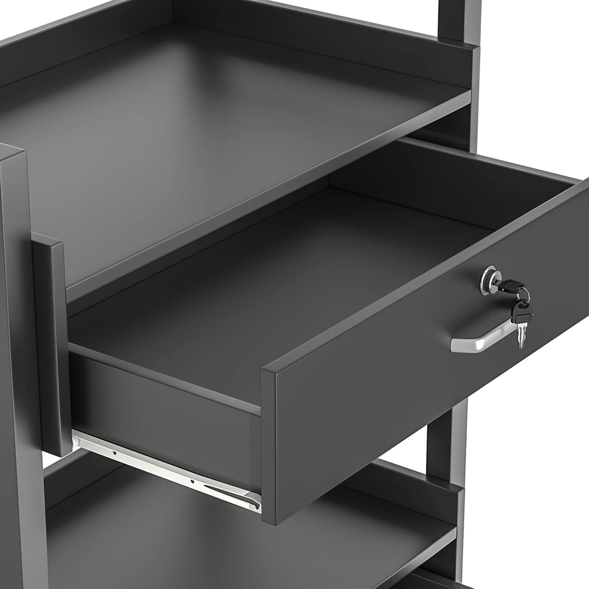Paddie Salon Trolley Cart, Salon Tray Wooden Mobile Utility Cabinet with 2 Lockable Drawers
