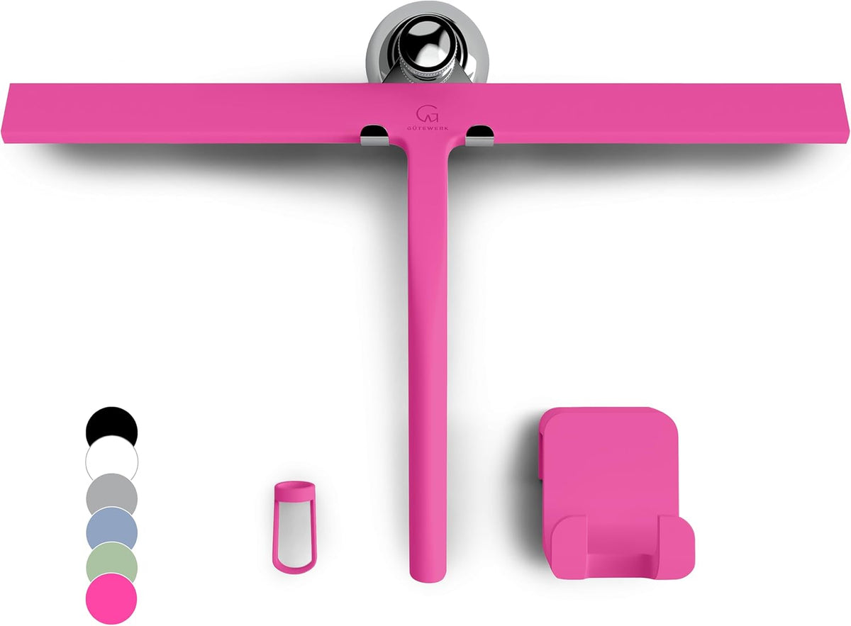 GÜTEWERK Shower Squeegee for Glass Doors, Silicone Window Squeegee, Bathroom and Glass Cleaning