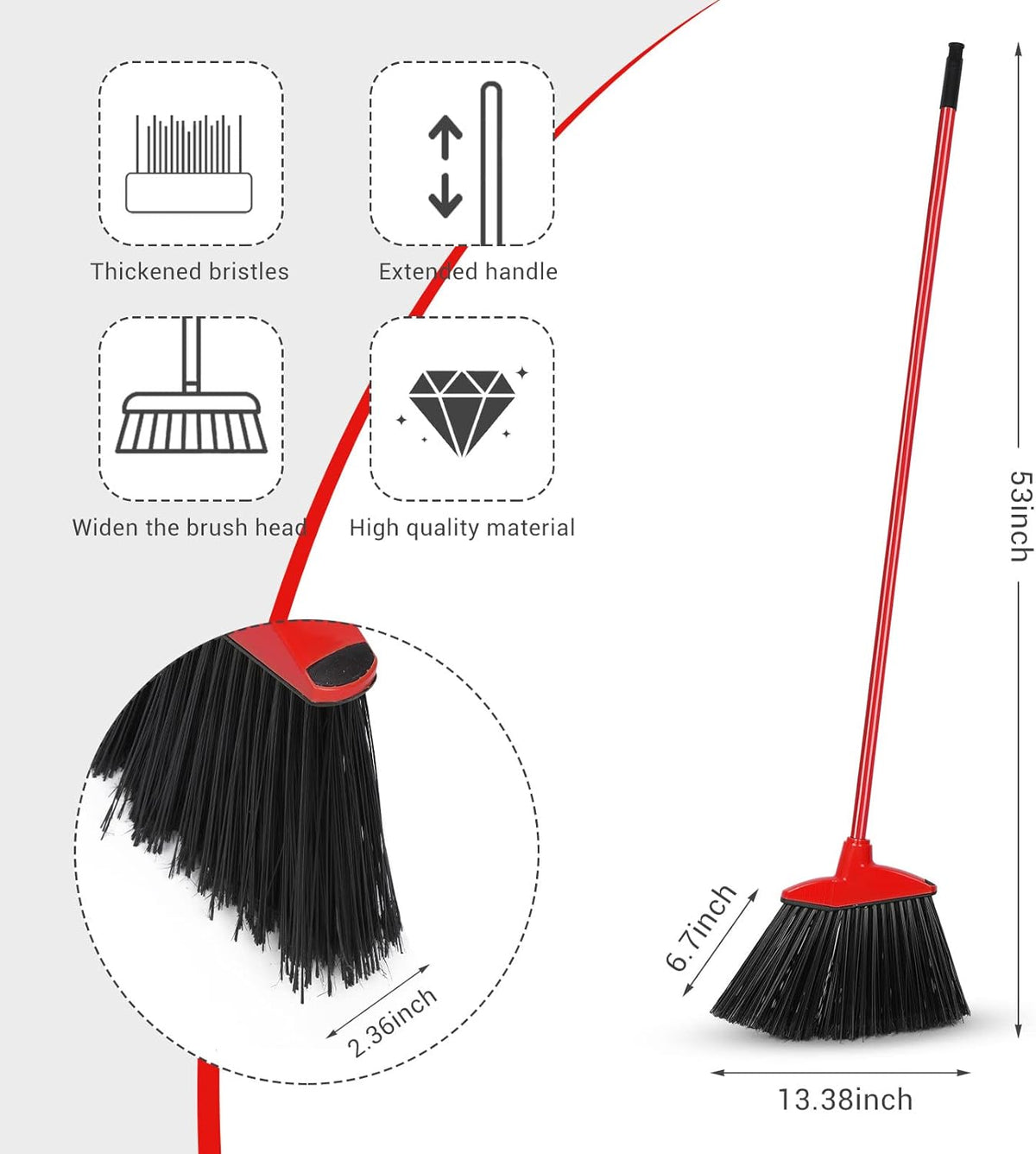 WILLBOND 20 Pcs Heavy Duty Broom Outdoor Indoor Commercial Angle Brooms Bulk for Courtyard Garage