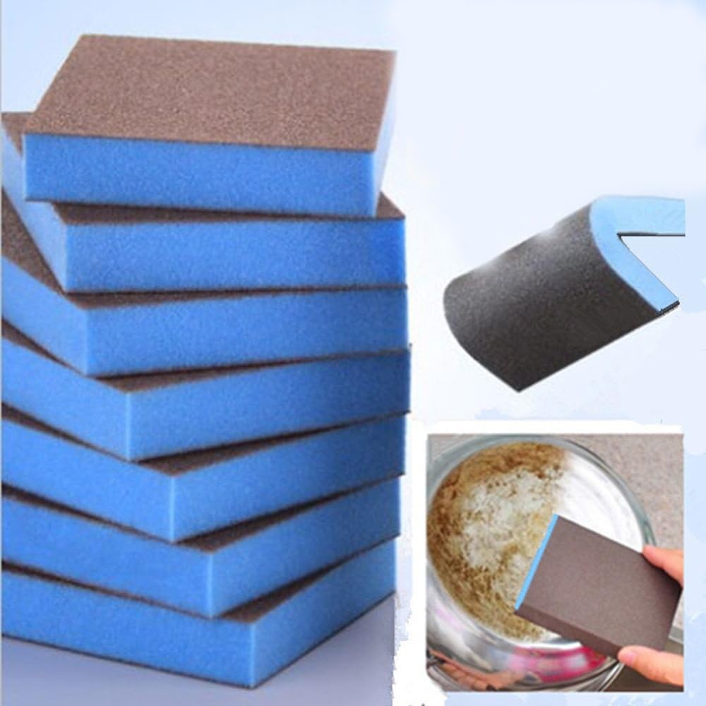 EORTA 8 Pcs Magic Cleaning Sponges Multi-Use Heavy Duty Scrub Scouring Eraser Pads with Carborundum
