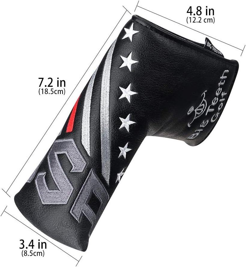 Big Teeth Golf Cover USA Stripe and Star Headcover Covers, Driver Fairway Wood Hybrid Headcovers