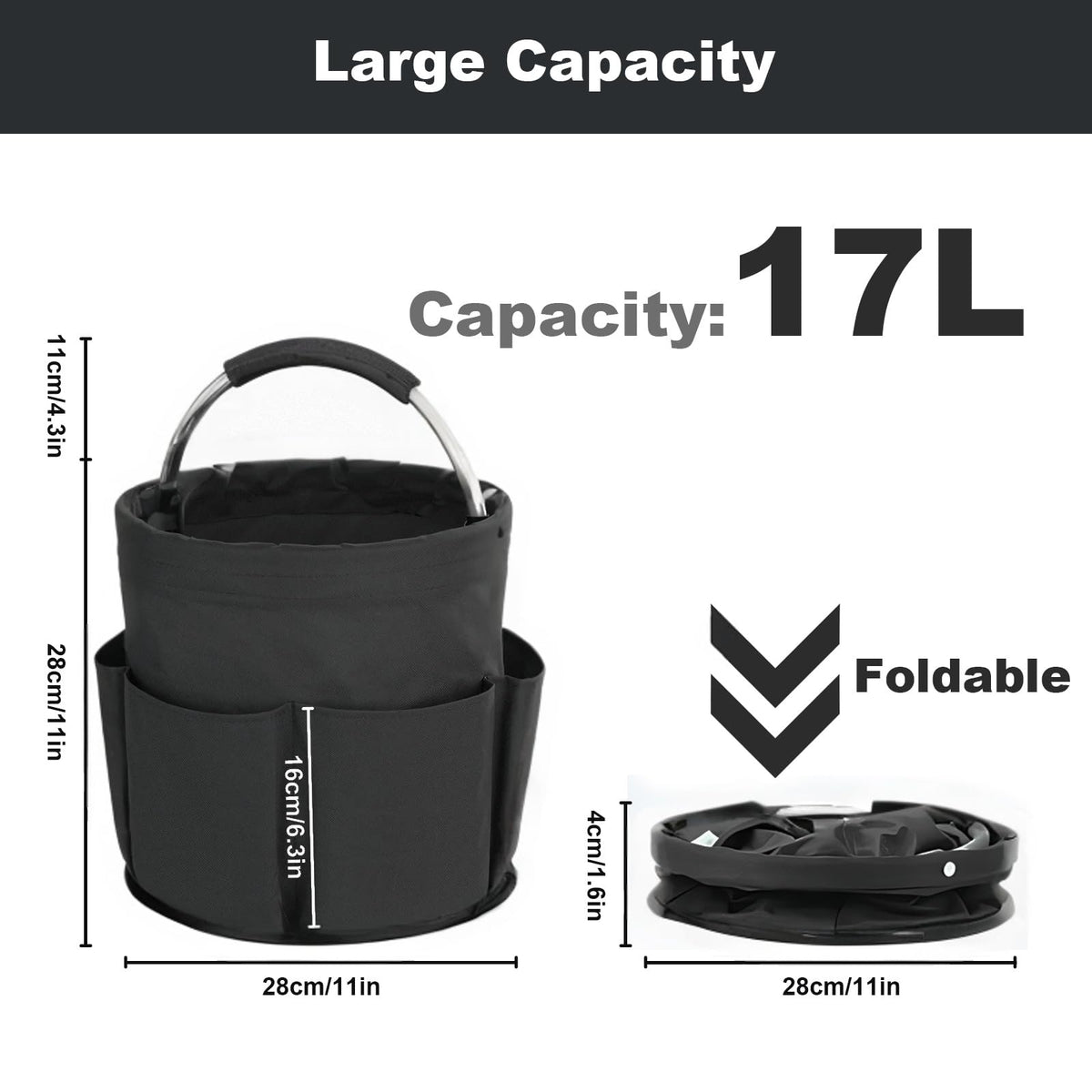 Bototack Cleaning Caddy with Handle, Cleaning Products Organiser, 17L Foldable Storage Basket