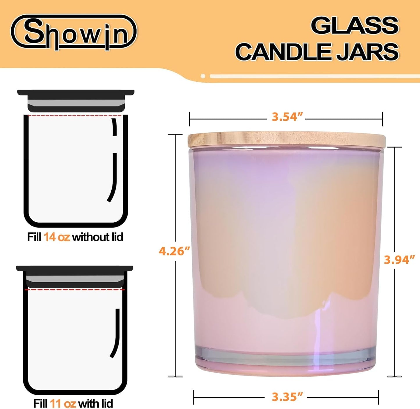 Thick Candle Jars for Making Candles 12 Pcs, 14 OZ Empty Jars with Wood Lids for Candle Making