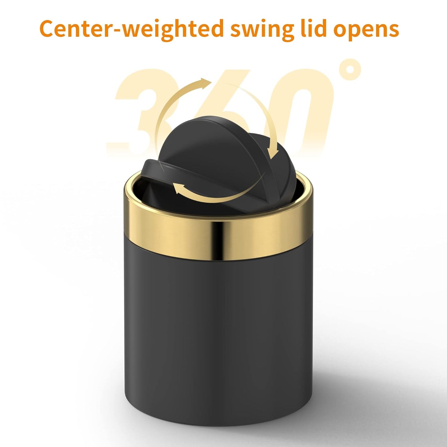 Mini Trash Can with Lid, Desktop Small Trash Can Recycling Bin Cute Metal Garbage Can for Tabletop