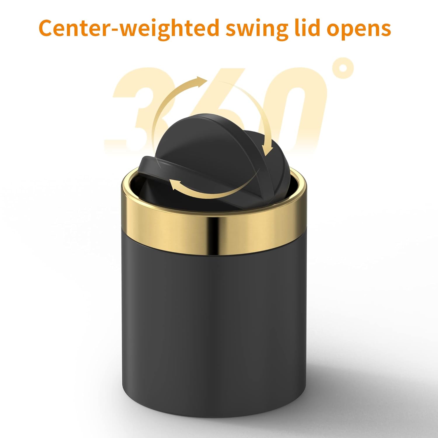 Mini Trash Can with Lid, Desktop Small Trash Can Recycling Bin Cute Metal Garbage Can for Tabletop