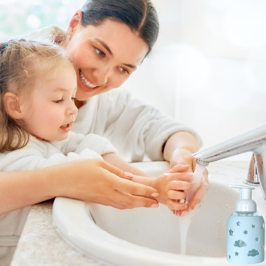 SoCal Suds & Company Glass Foaming Hand Soap Dispenser, Soft Grip Silicone Sleeve, Refillable Pump