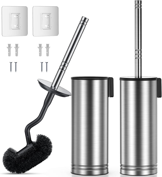 Hamitor Toilet Brush and Holder Set: 304 Stainless Steel Rustproof Toilet Scrubber with Under Rim