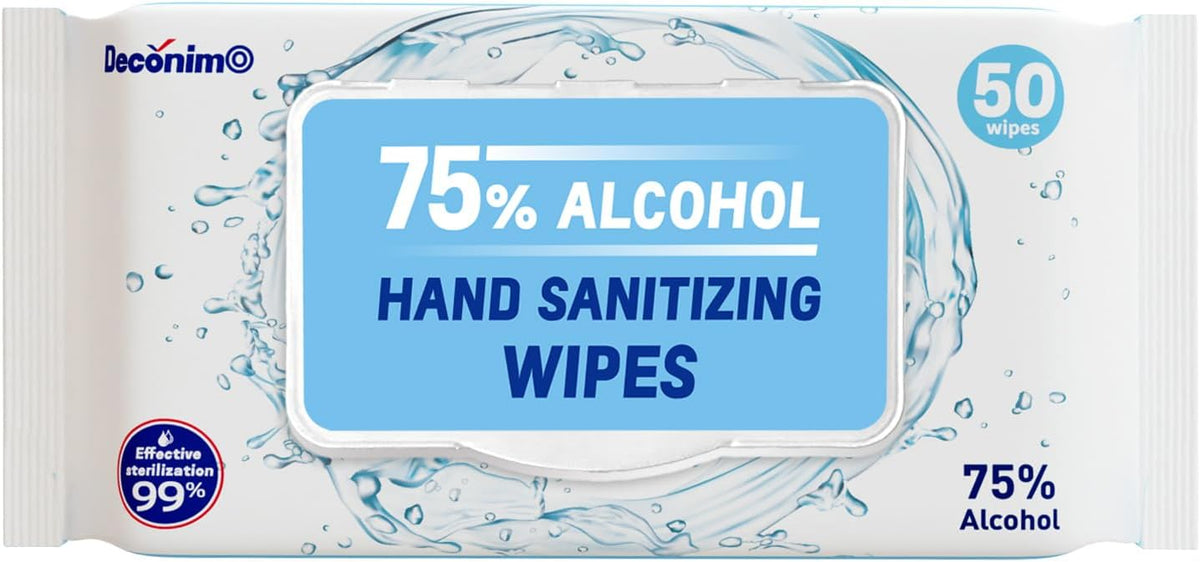Advanced Large 75% Alcohol Hand Sanitizing Wipes, 4 Packs of 50 (200 Wipes) - Plus 20 Travel Packs