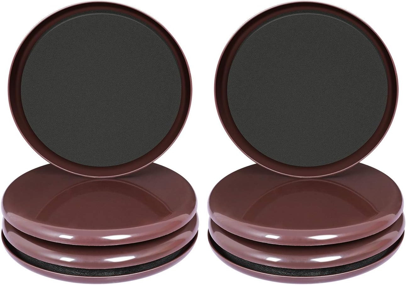 Ezprotekt 8 Pack Reusable Large Furniture Movers Sliders for Carpet, 5" Round Furniture Moving