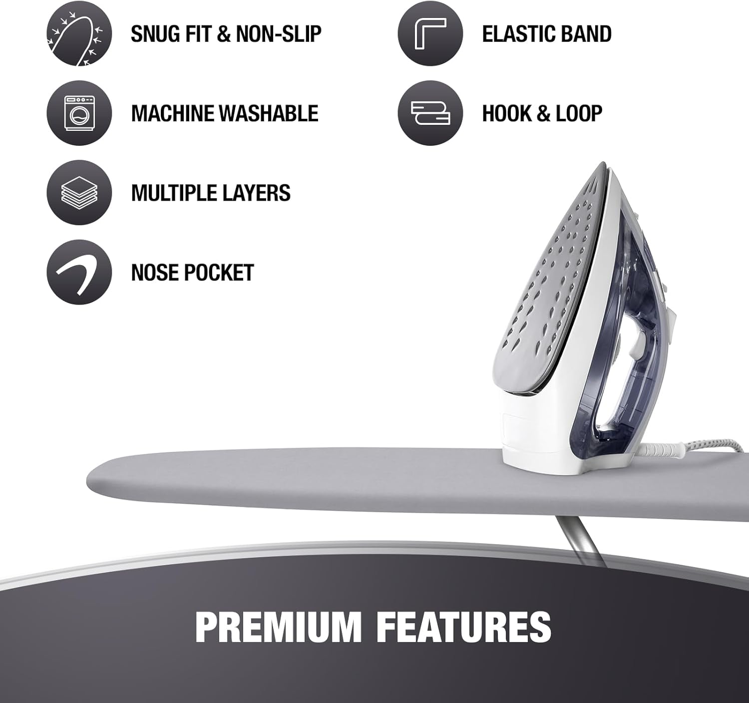 Extra Thick Ironing Board Covers with Pad Standard Size 15x54, Heat Reflective Full Scorch
