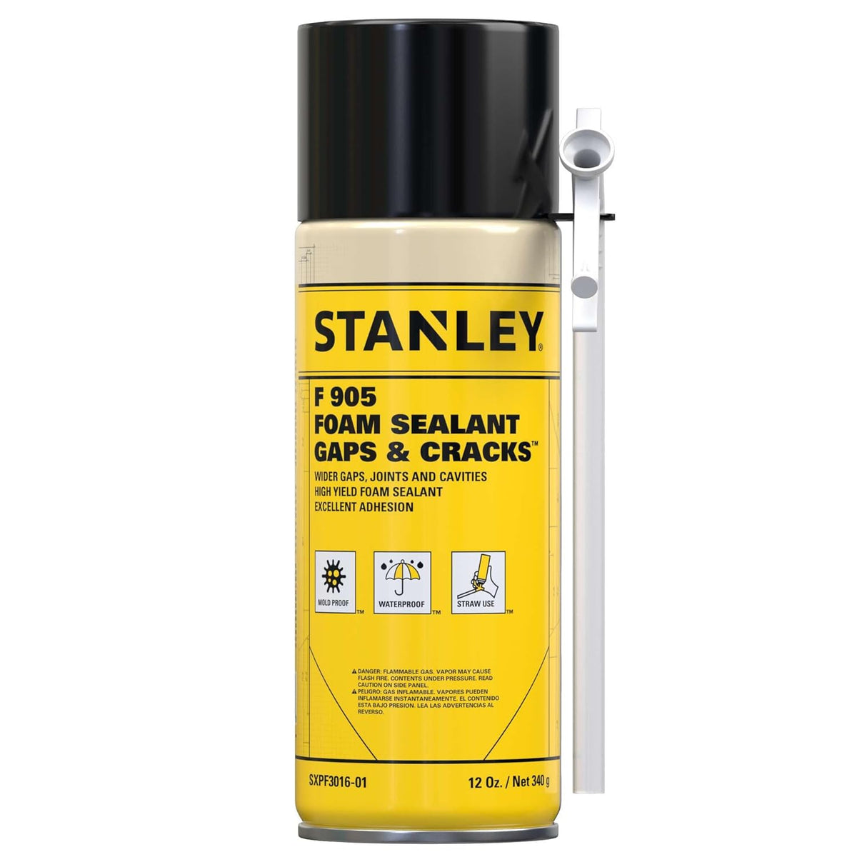 Stanley F905 Gaps & Cracks Sealant (1x12 Oz.) – Polyurethane Spray Foam Insulation for Window &