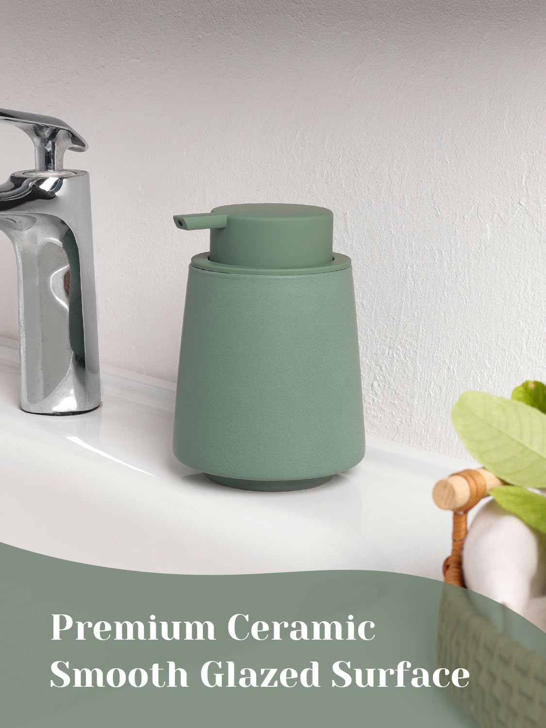 INGOFIN Ceramic Soap Dispenser, 14 oz Bathroom Hand Soap Dispenser, Liquid Dispenser with Pump