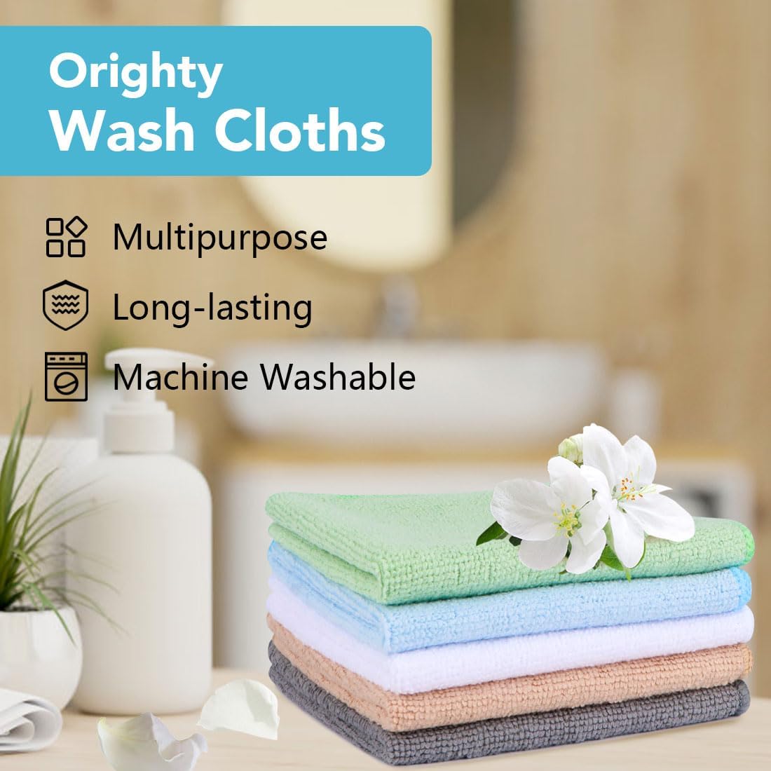 Orighty Wash Cloths Bulk Towels Set 200 Pack, Highly Absorbent and Soft Feel Microfiber Face