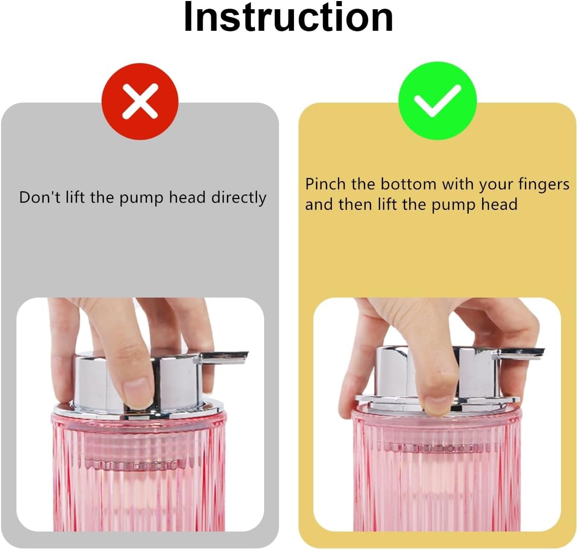 Pink Foaming Soap Dispenser, 12 Oz Glass Foaming Hand Soap Dispenser with Silver Pump, Bathroom