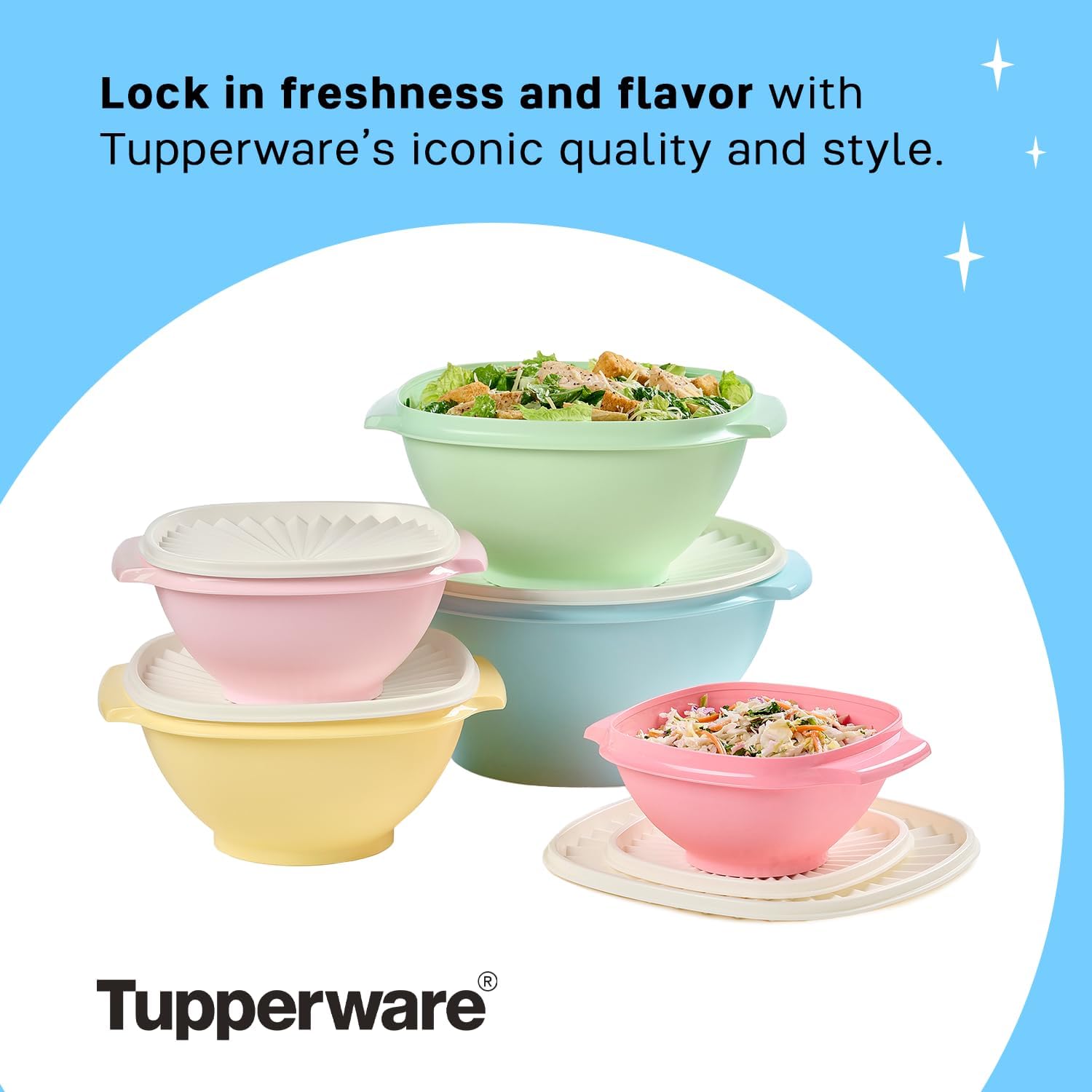 Tupperware Heritage Collection, 10 Piece Food Storage Container Set in Vintage Colors, Dishwasher