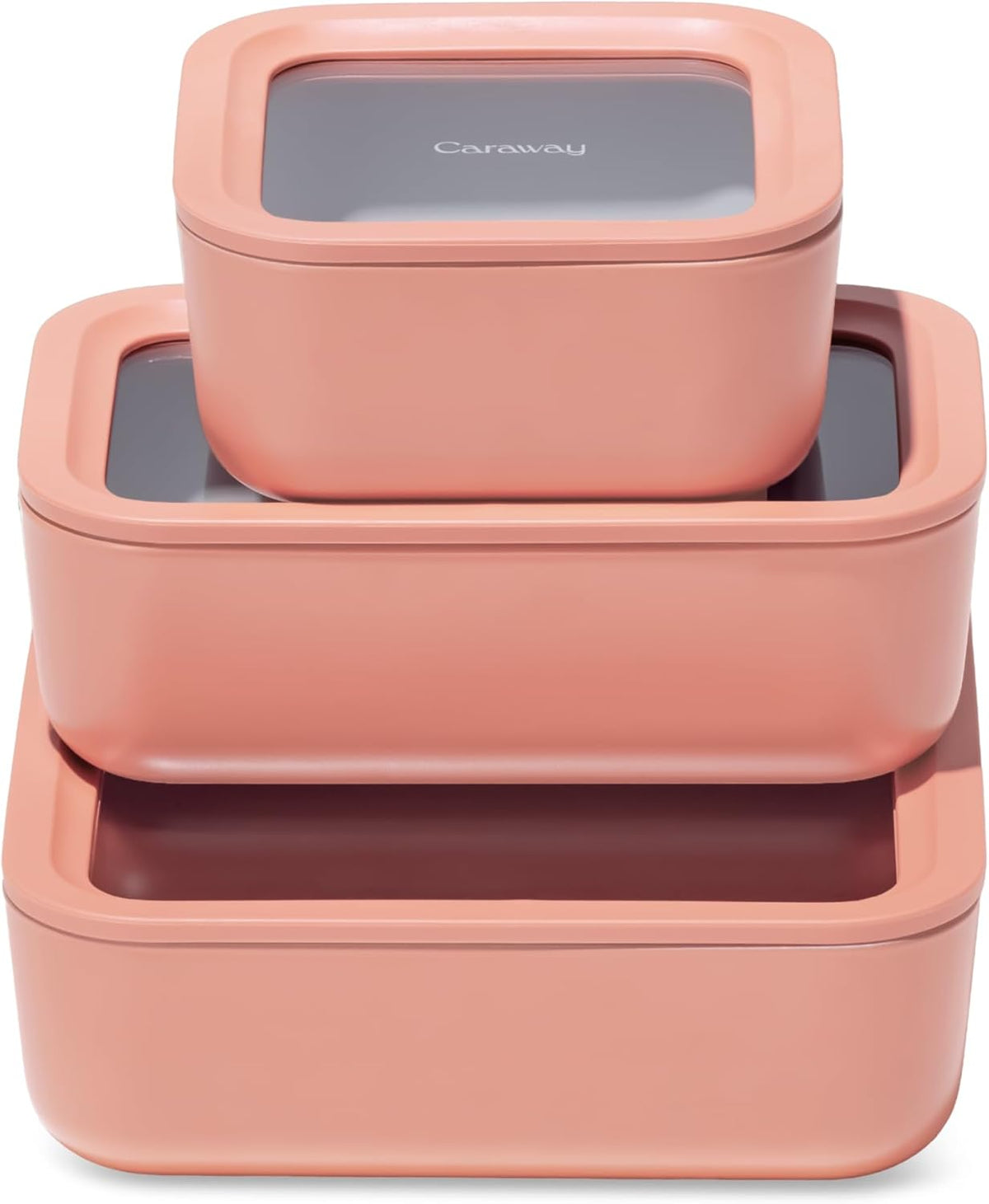 Caraway 3pc Glass Food Storage Set - 10, 6.6, & 4.4 Cup Containers - Ceramic Coated - Non-Toxic