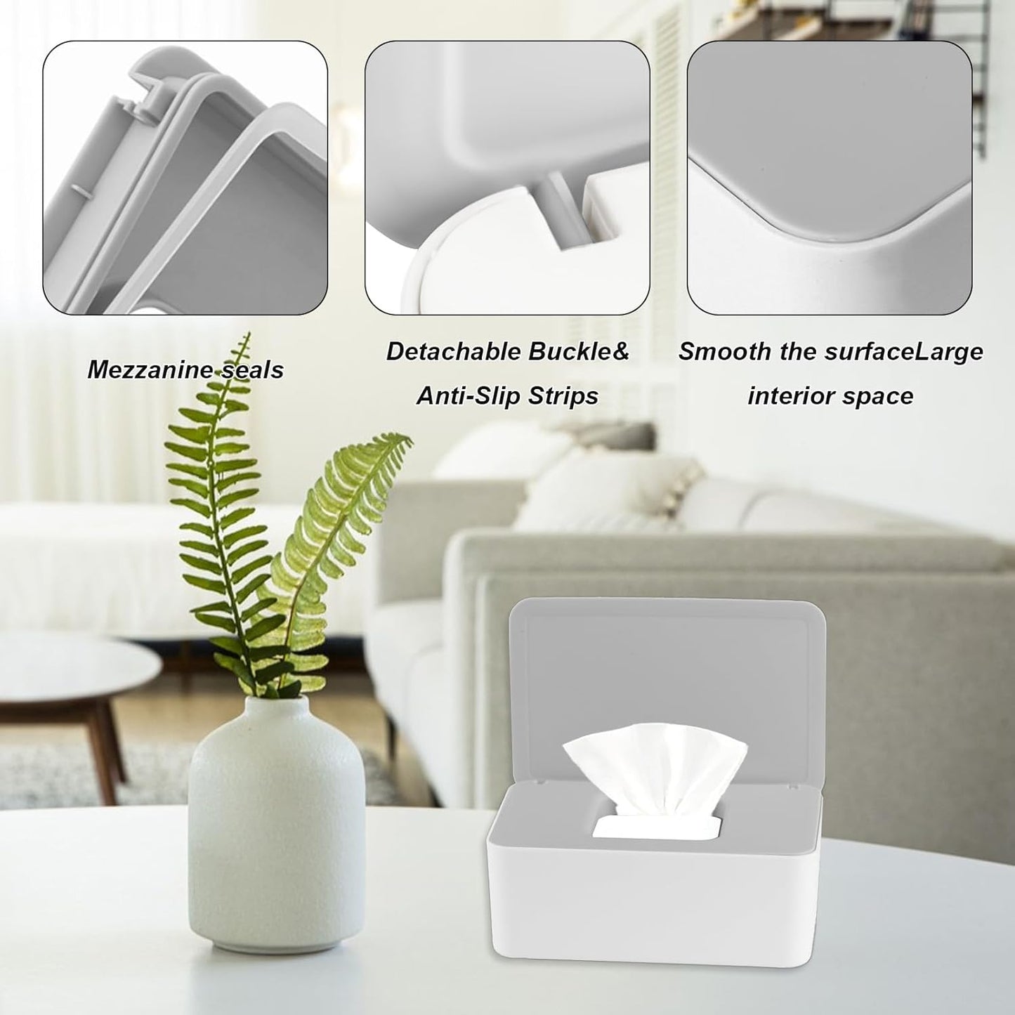 2Pcs Diaper Wipes Dispenser, Refillable Wipe Container, Wipe Container with Sealing Design Lid