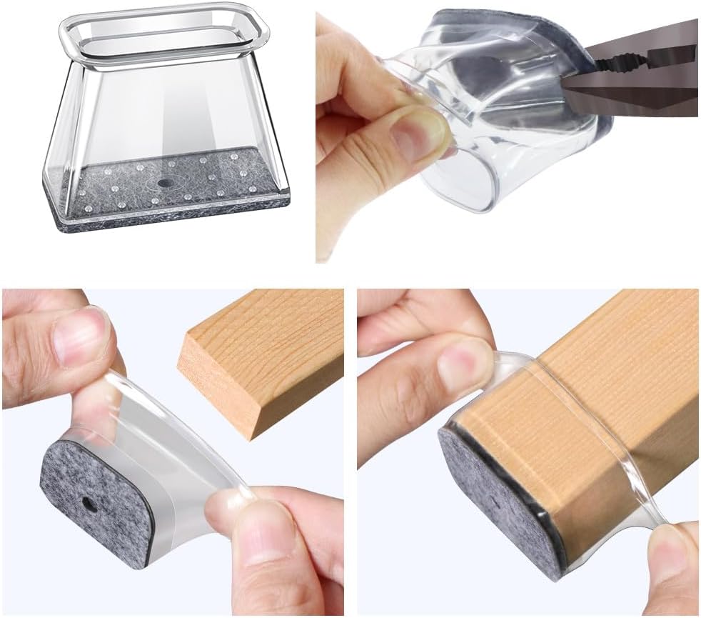 BUMACO Chair Leg Floor Protectors Rectangle Chair Leg Protectors for Hardwood Floors Silicone Pads