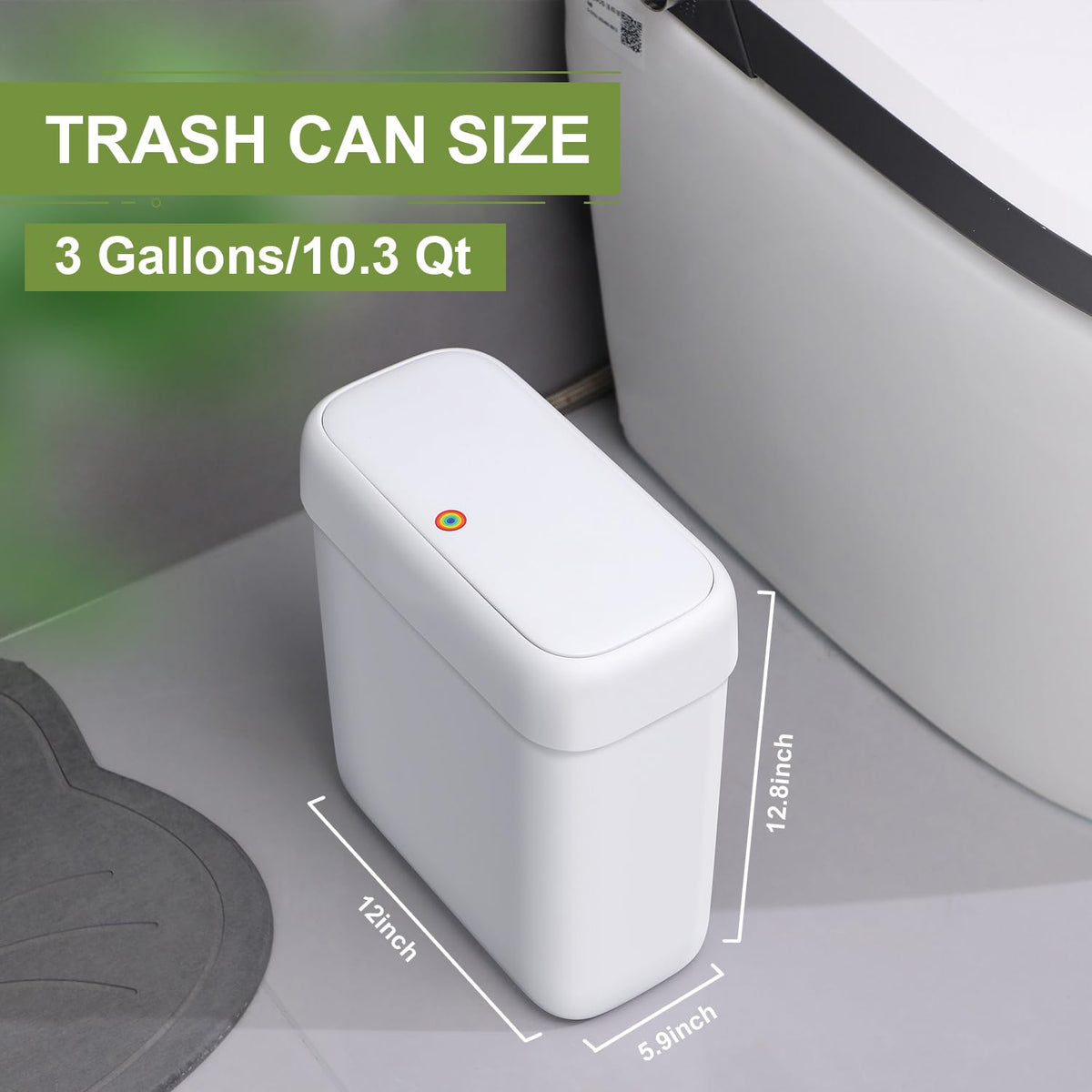 funest Trash Can with Lid, 3 Gallons/10.3 Qt Garbage Can with Press Top, Small Trash Can Dog Proof