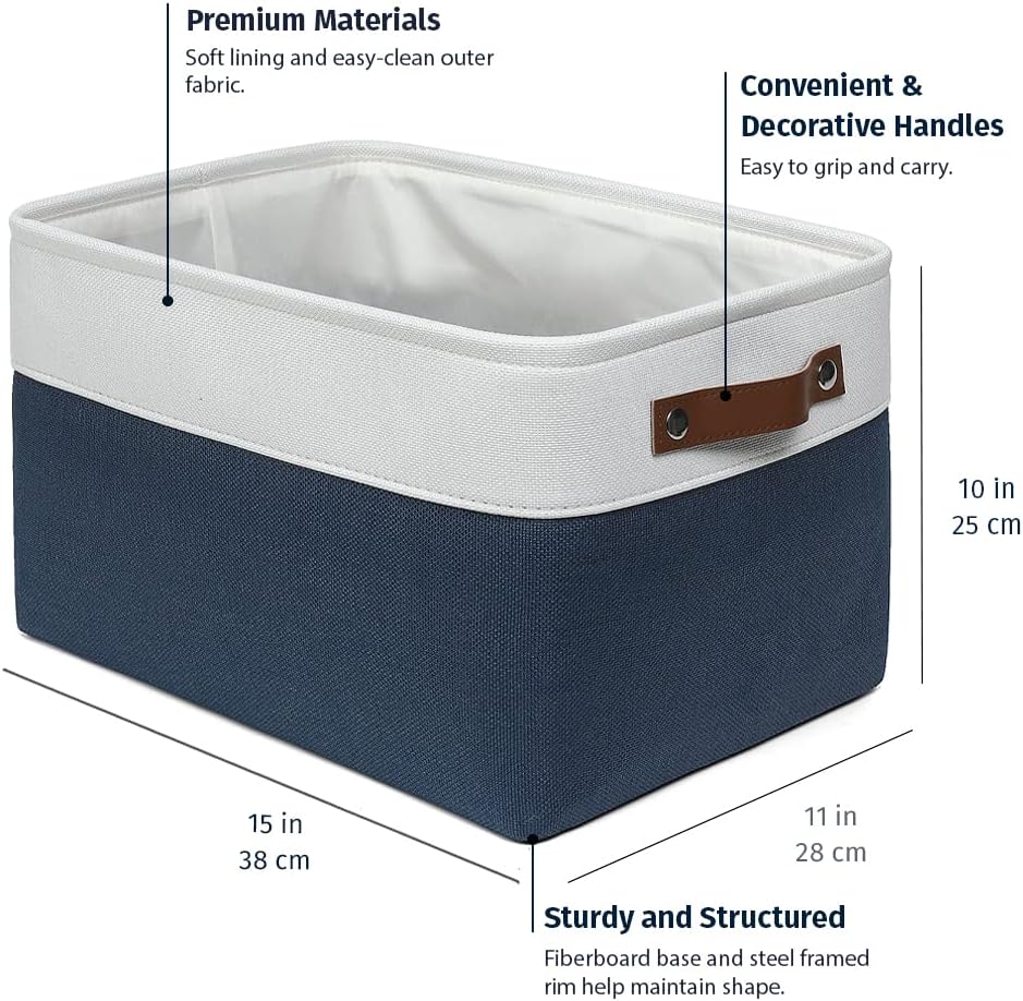 OrganiHaus Large Fabric Storage Baskets for Shelves 3 Pack, 15x11in Closet Storage Bins for