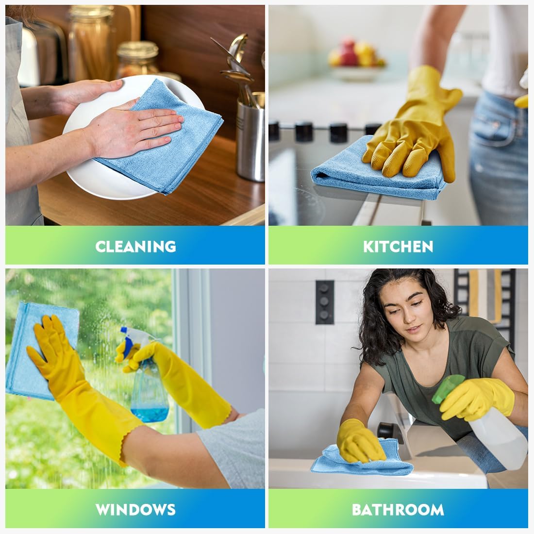HOMEXCEL Microfiber Cleaning Cloth 6 Pack 12.5 x 12.5 inch Microfiber Towels for Cars Ultra