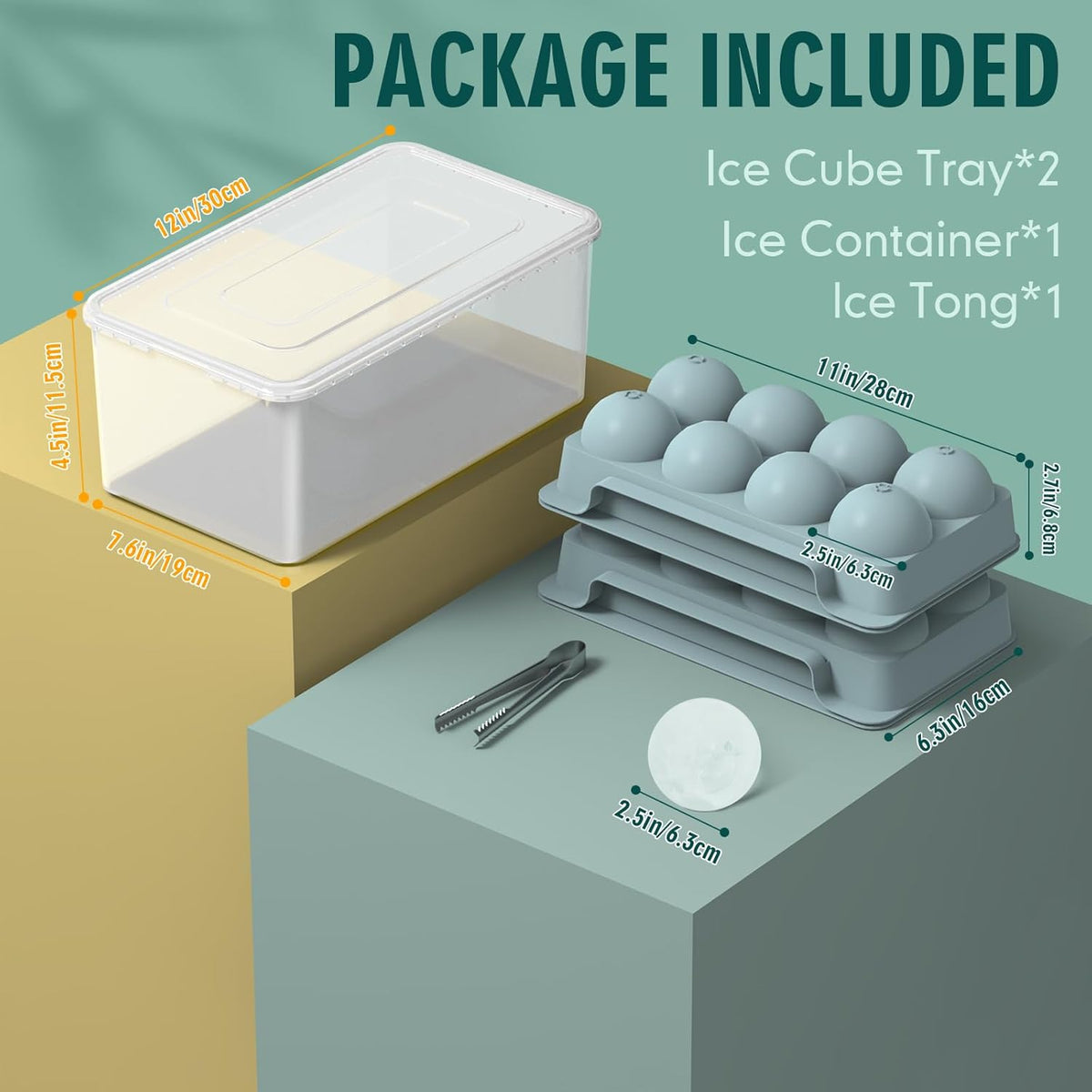 WIBIMEN Large Ice Cube Molds, Big Round Whiskey Ice Cube Trays for Freezer, Easy to Fill & Release