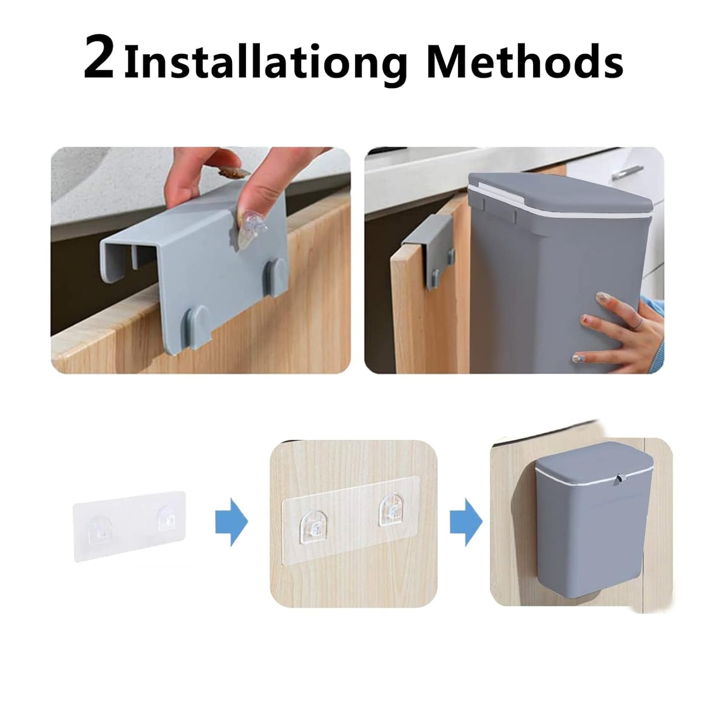 TOPROAD Kitchen Hanging Trash Can, 2.4 Gallon Wall Mounted Counter Waste Compost Bin, Small Garbage