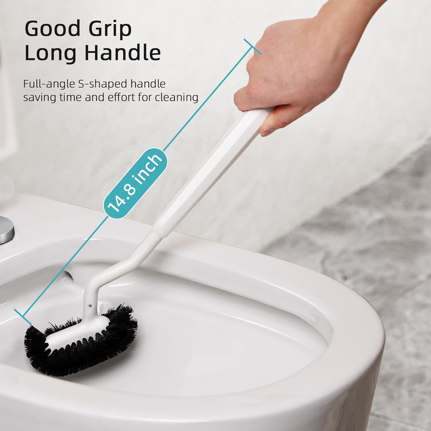 HAMITOR Toilet Bowl Brush Holder Set: Bathroom Deep Cleaning Toilet Cleaner Scrubber Under Rim with