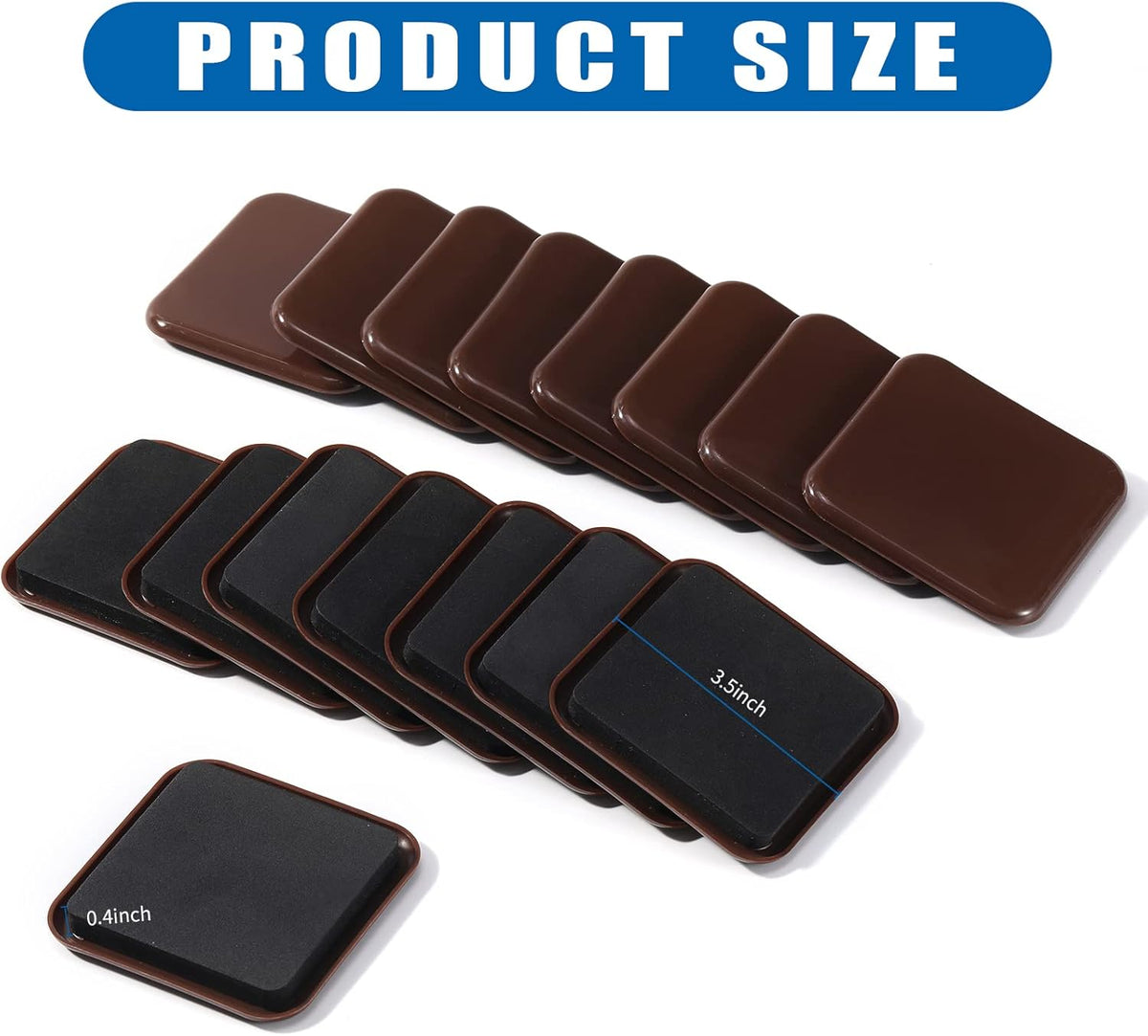 Furniture Sliders, 16pcs 3.5 inch Square Furniture Moving Kits Carpet Sliders for Moving Furniture
