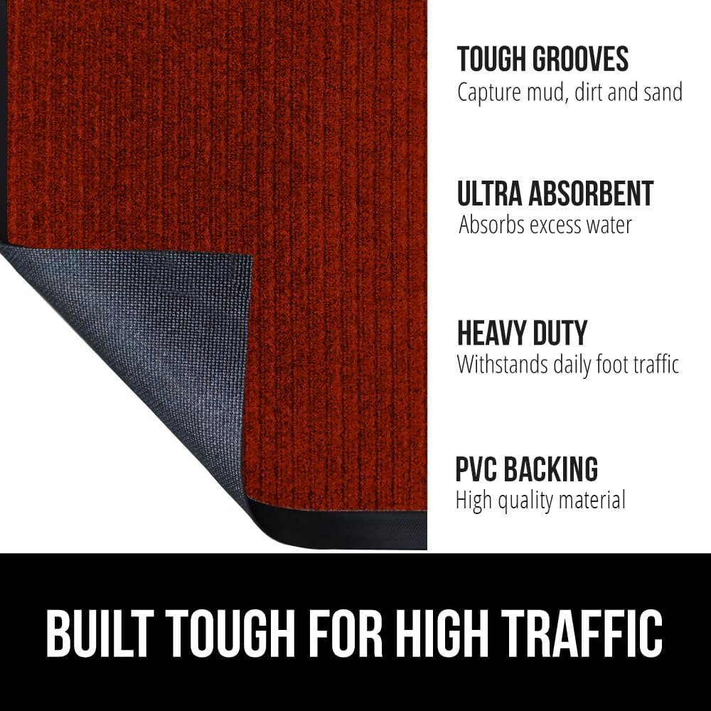GORILLA GRIP Traffic Guard Door Mat, 2 Pack, Heavy Duty Waterproof Doormat, Commercial Office Space
